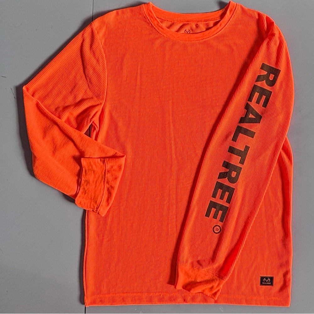 REALTREE High Visibility Safety Orange Long Sleeve Thermal Graphic Pullover